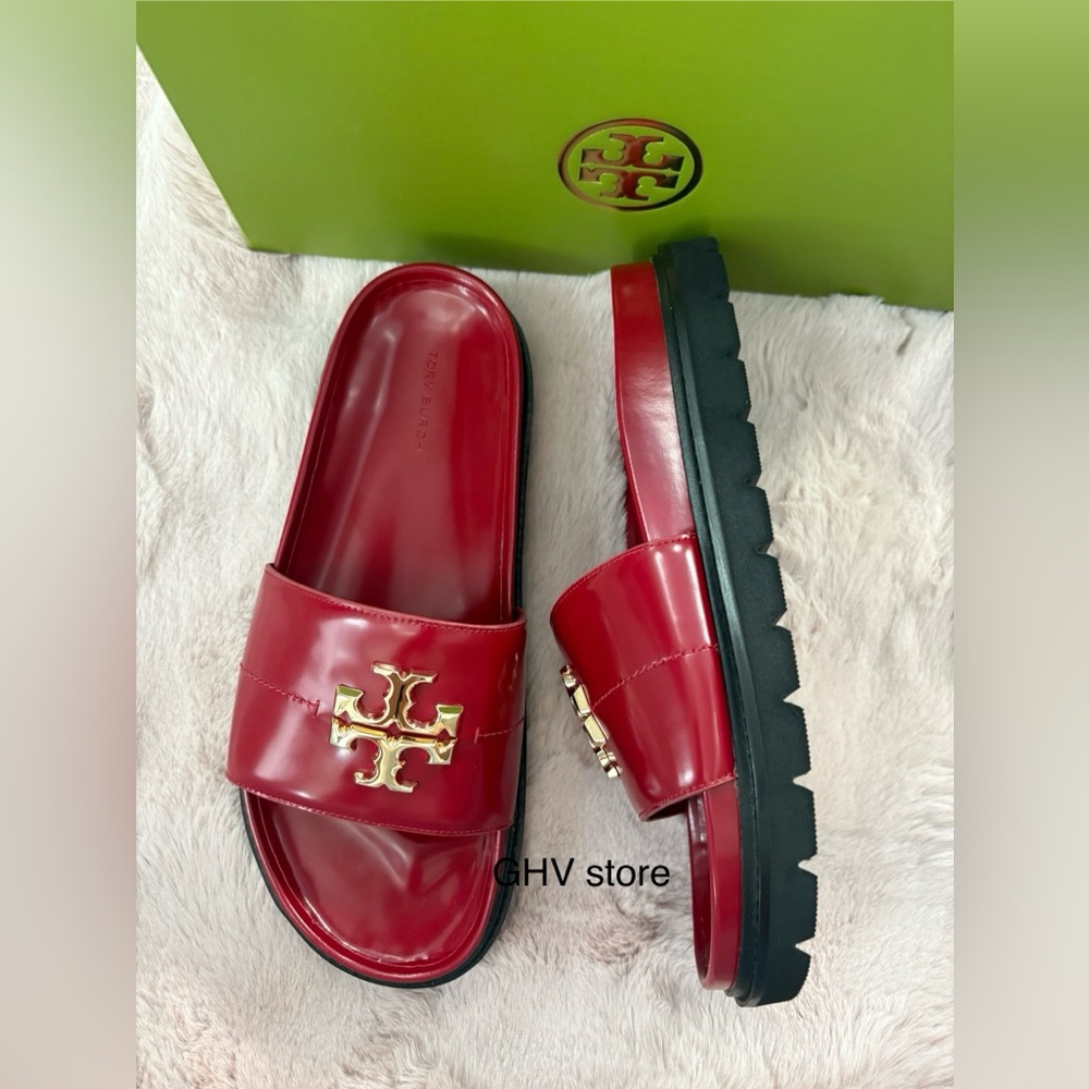 Tory Burch red Everly Anatomic lug Sandals